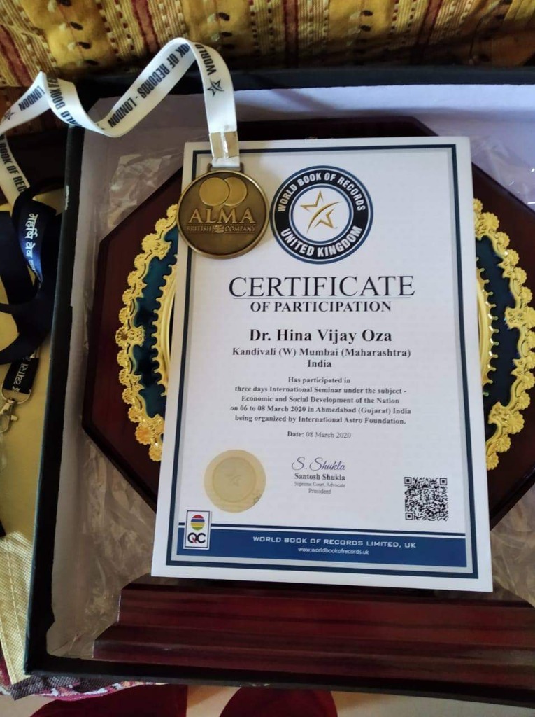 World Book of Records London (UK) Medal & Certificate of Participation