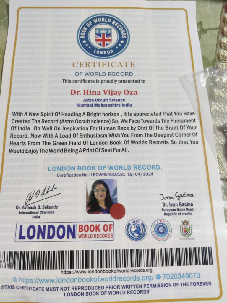 London Book of World Records Official Certificate (April 2024)