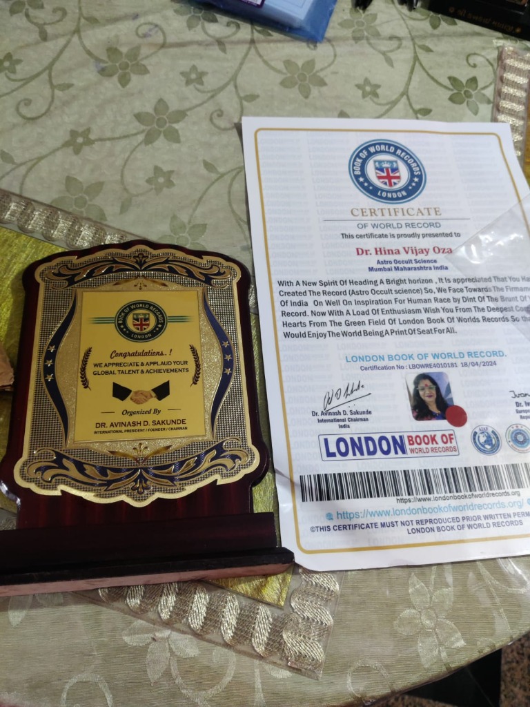 London Book of World Records Trophy & Certificate Display